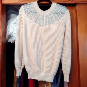 Peach Colored Sweater With Lace color Women's Large